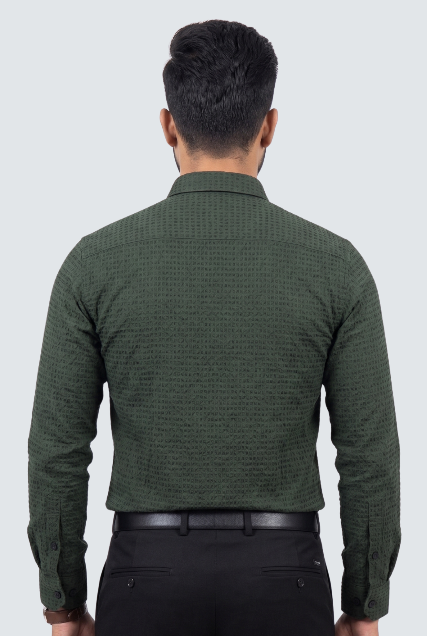 Men's Trendy Textured Shirt-Bottle Green(1724)