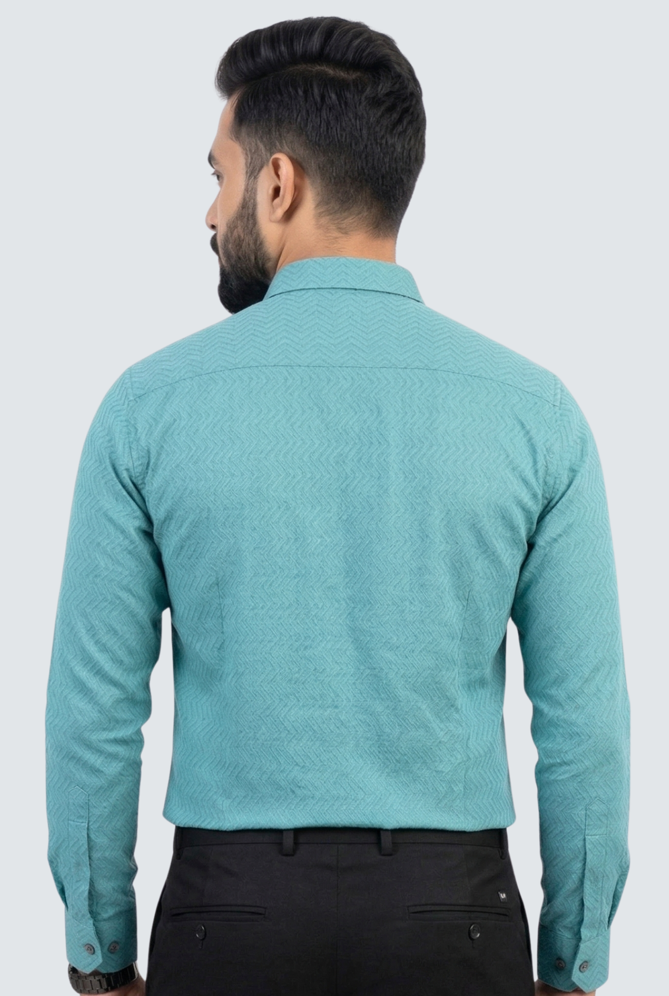Men’s Elegant Slim Fit Green Dobby Cotton Shirt (1830)
