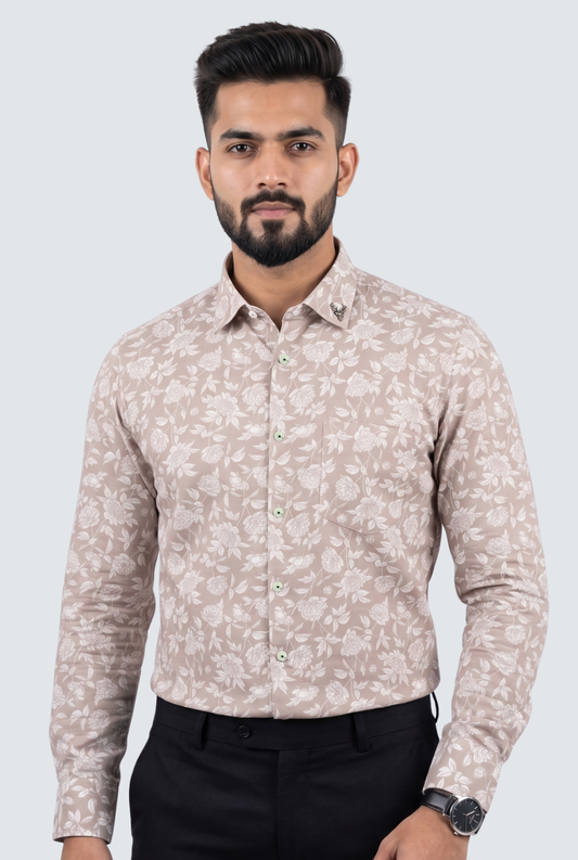 Men’s Modern Floral Casual Full Sleeve Shirt-Pitch(1874)