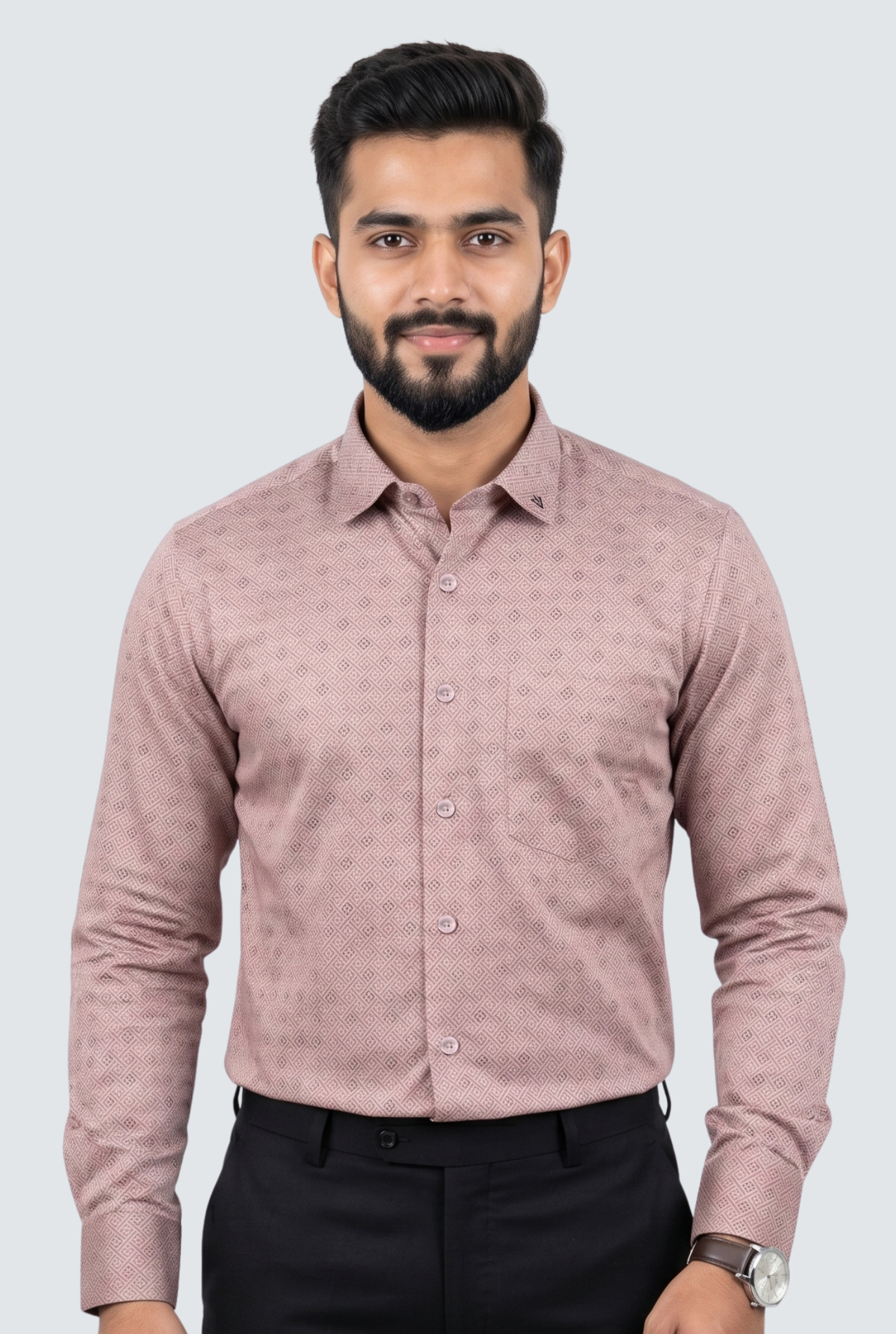 Men’s Satin Printed Full Sleeve Shirt –Pitch(1884)