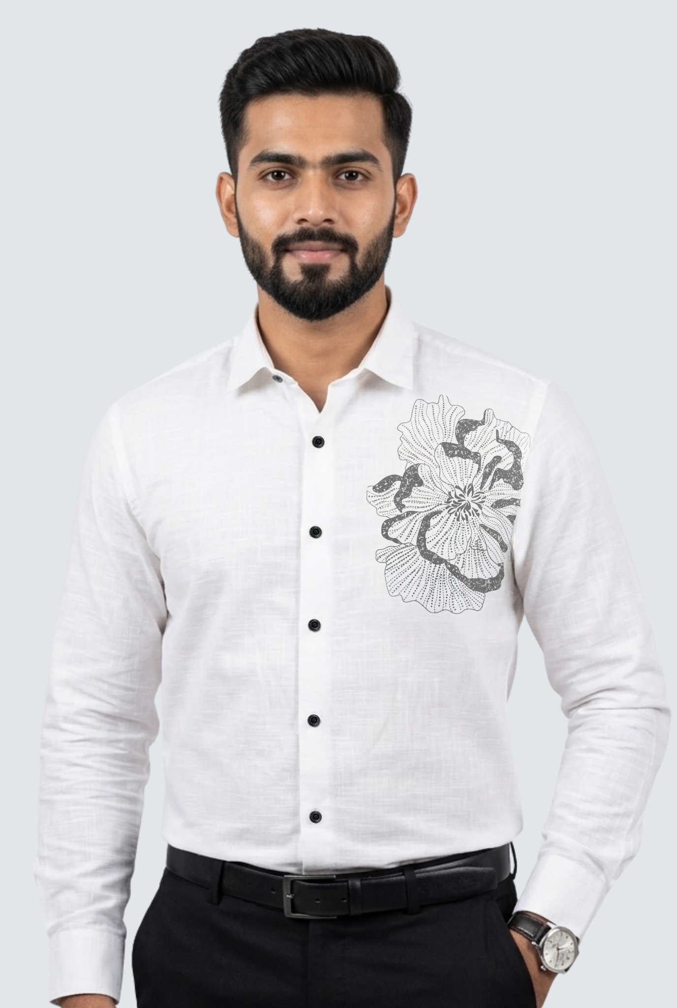 Designer White Shirt for Men-(1837)