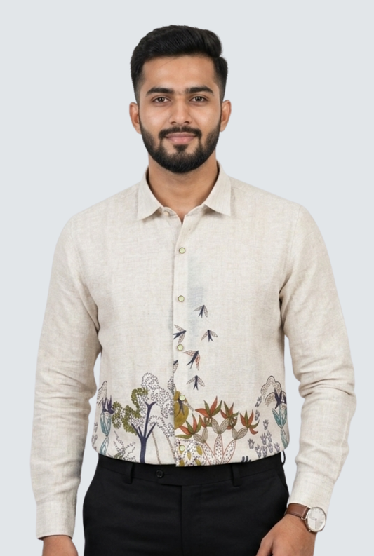 Trendy Nature Artwork Shirt for Men-Orange (1854)