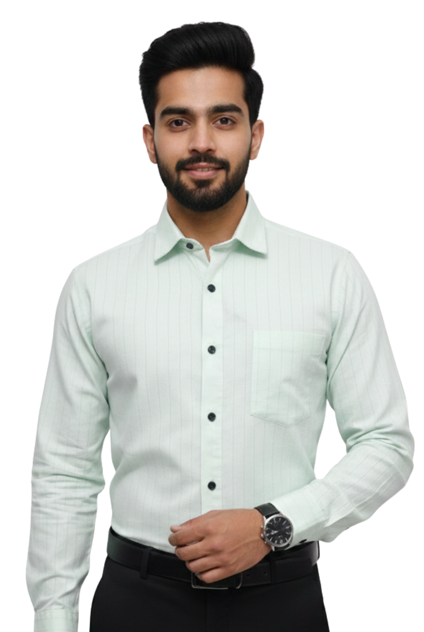 Men’s Mint Green Self Dobby Cotton Shirt (1736)