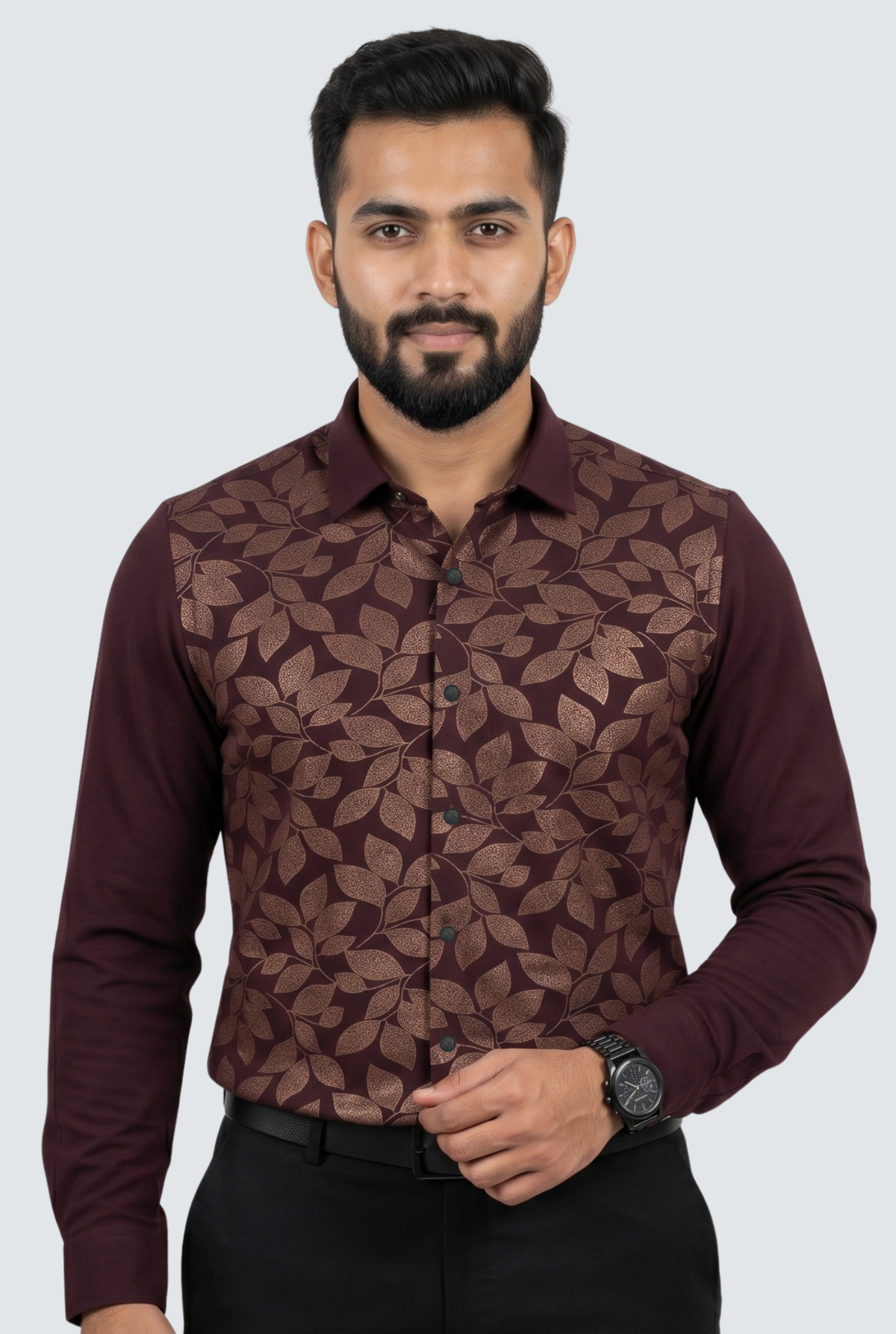Smart Casual Designer Shirt for Men-Wine(1862)