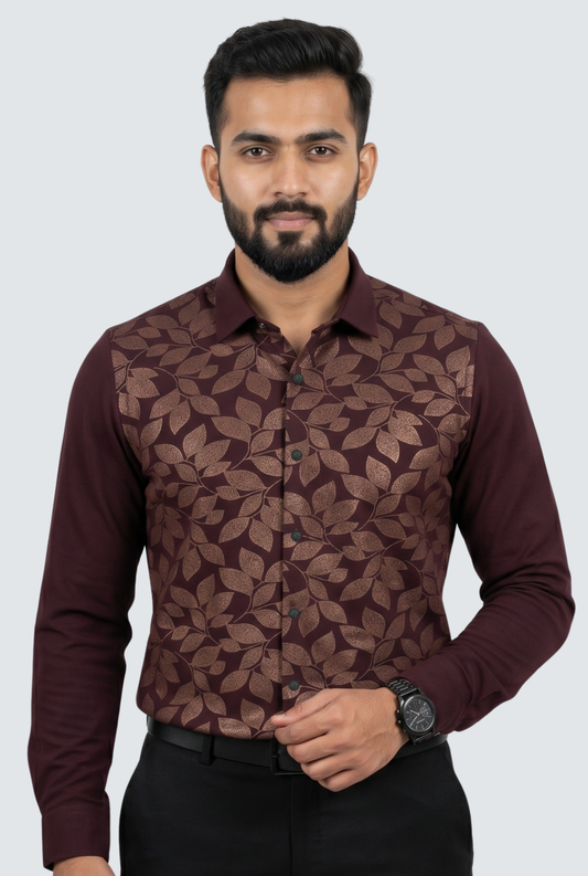 Smart Casual Designer Shirt for Men-Wine(1862)