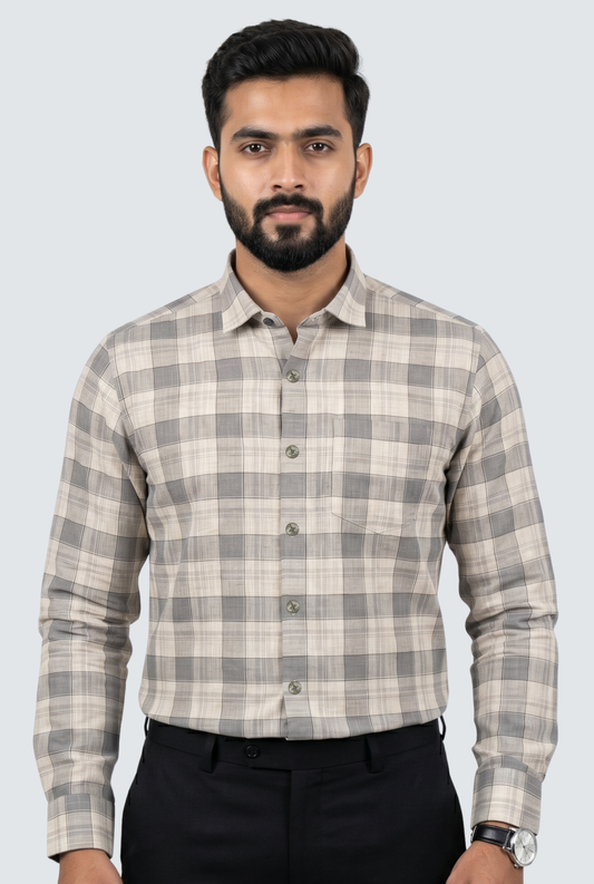 Men’s Grey Pure Linen Casual Shirt (1864)