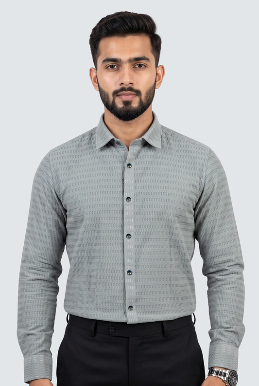Men’s Trendy Grey Full Sleeve Shirt- (1868)