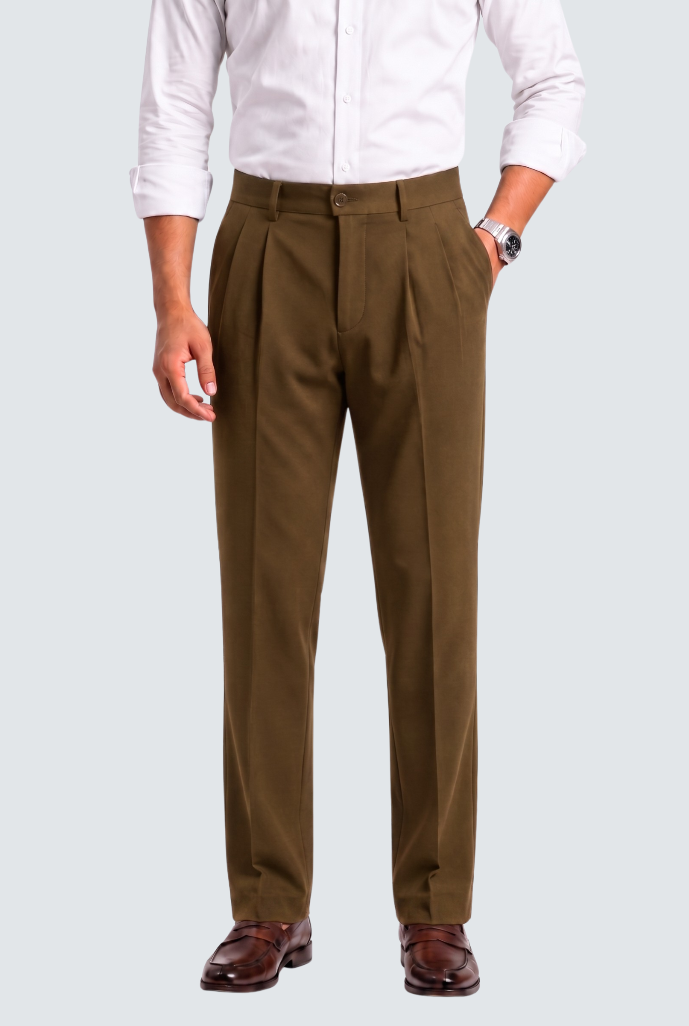 Men's Brown Straight Fit Gurkha Trouser –(0004)