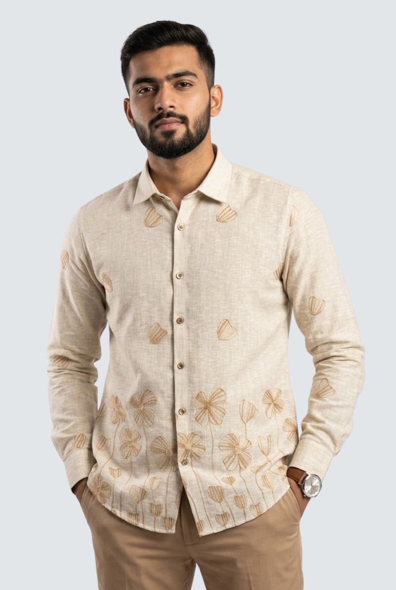 Cream Linen Shirt-(1977)