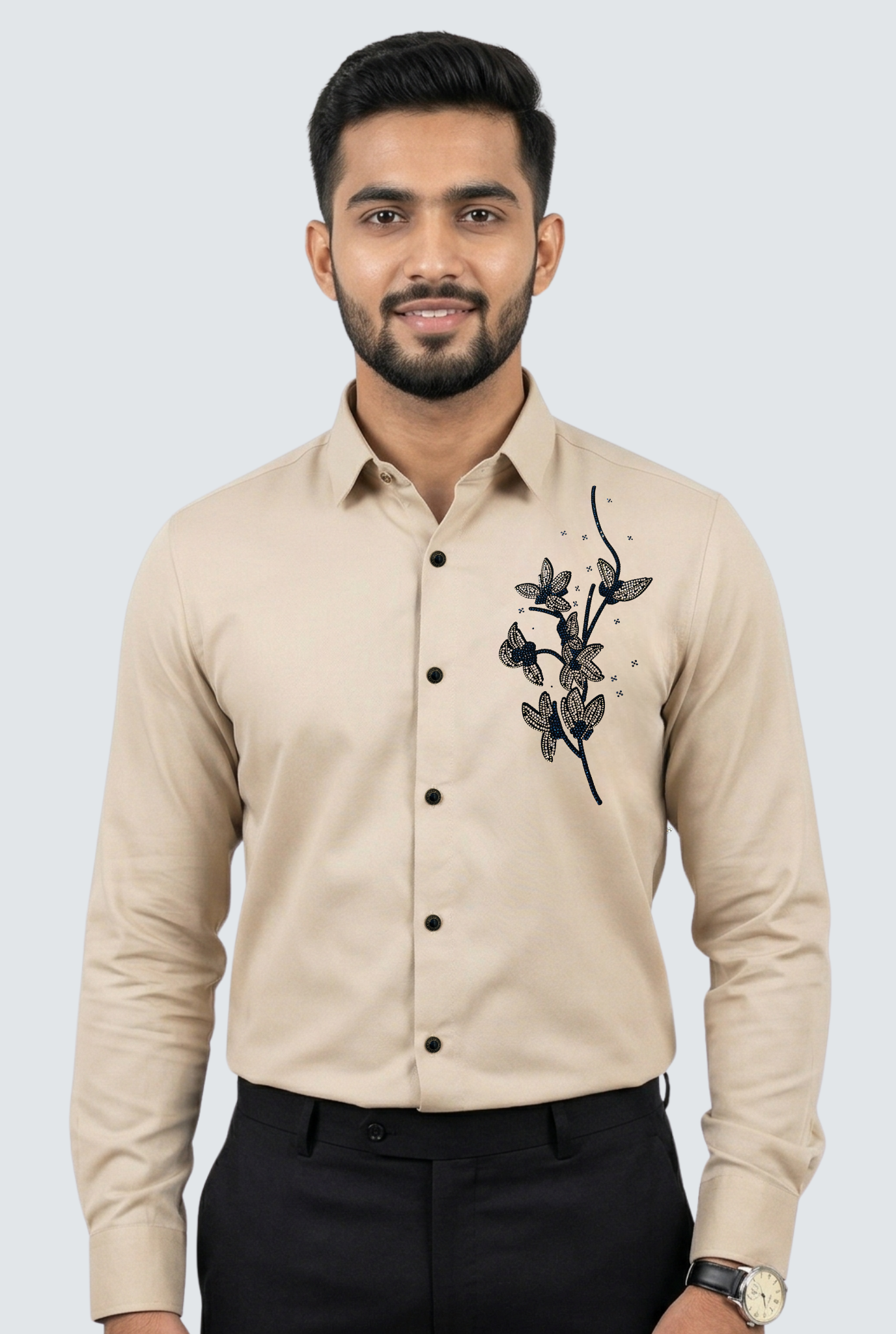 Elegant Designer Shirt for Men – Cream (1835)