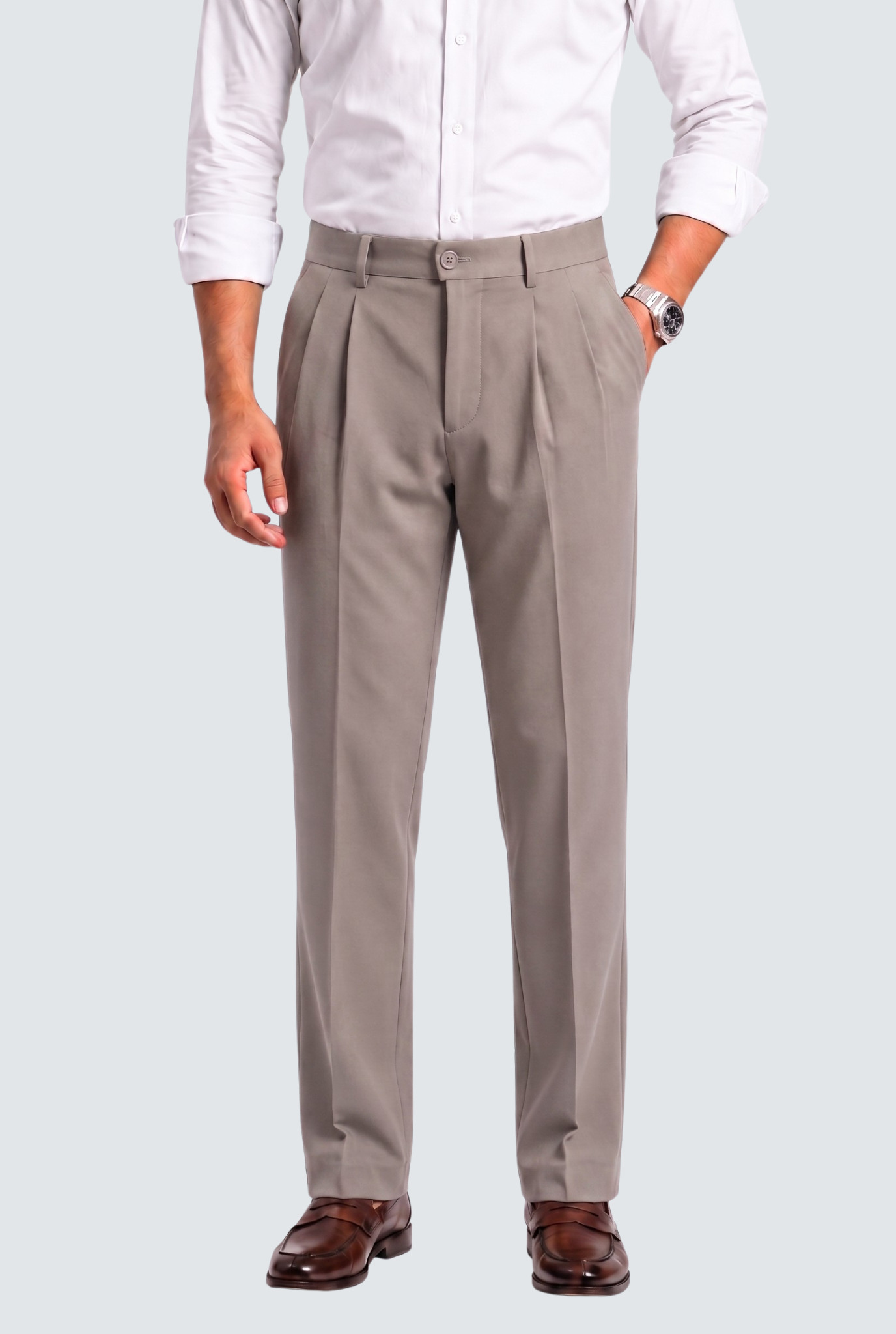 Men's Light Grey Straight Fit Gurkha Trouser –(0004)