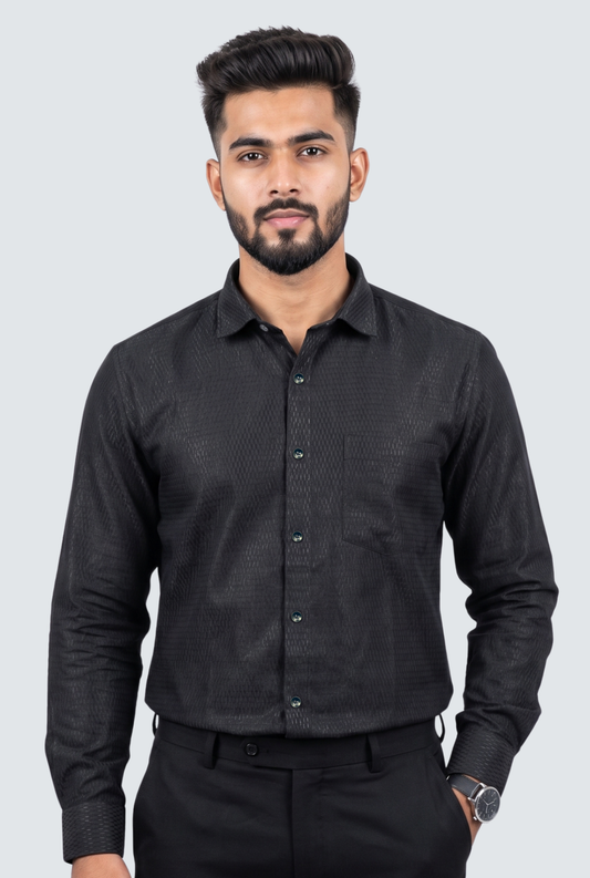 Men’s Trendy Black Full Sleeve Shirt- (1868)