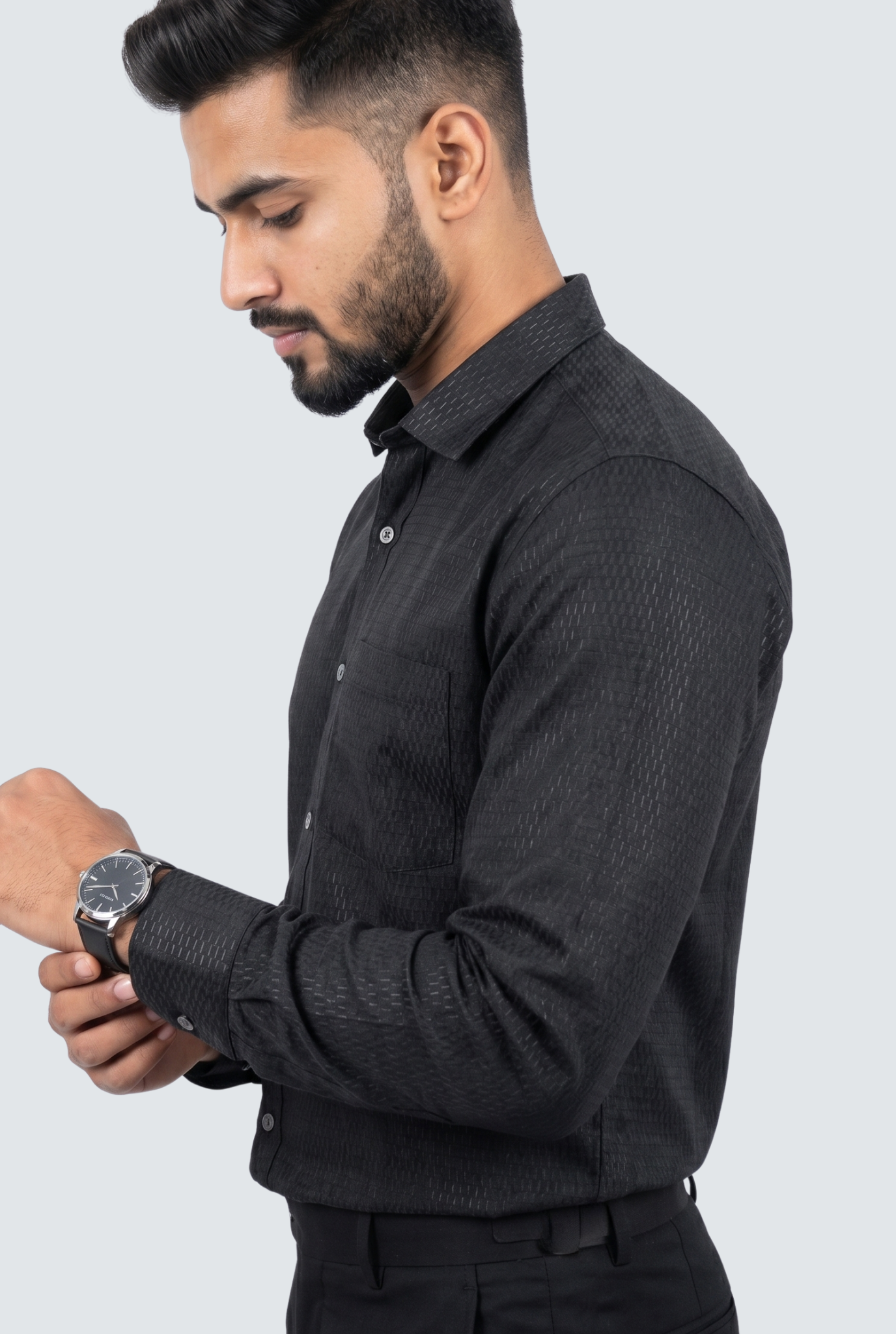 Men’s Trendy Black Full Sleeve Shirt- (1868)