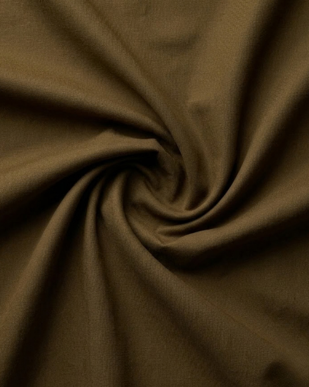 Olive-brown woven shirt fabric with soft drape texture