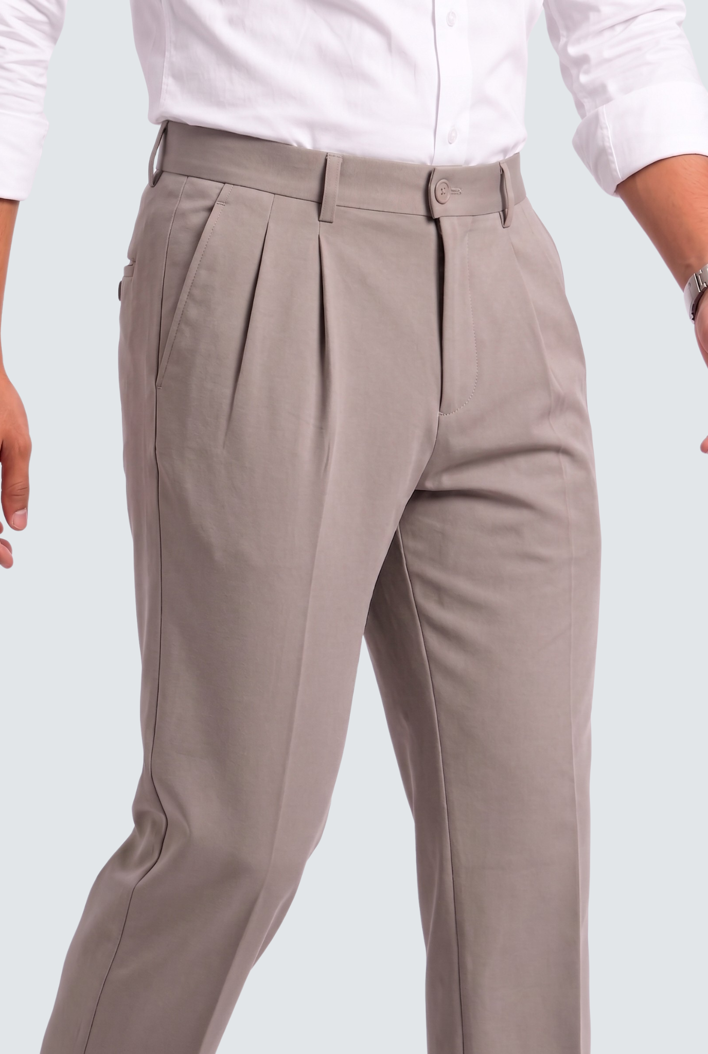 Men's Light Grey Straight Fit Gurkha Trouser –(0004)