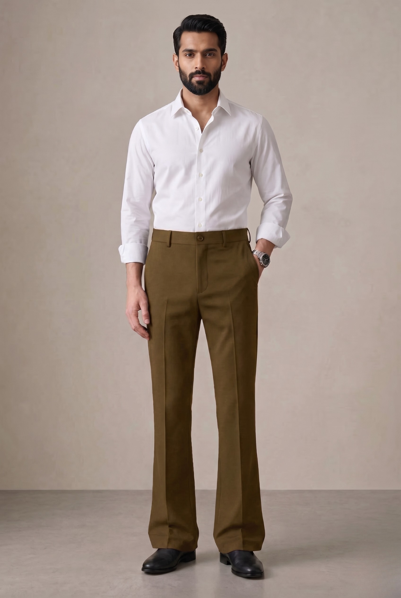 Men’s Trendy Brown Korean Bootcut Trouser-(0002)