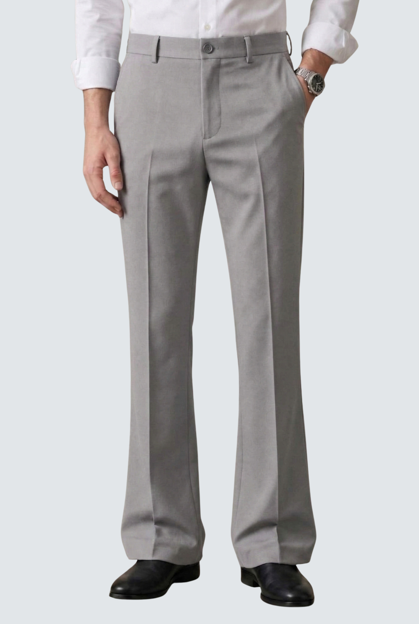Men’s Trendy Light Grey Korean Bootcut Trouser-(0002)