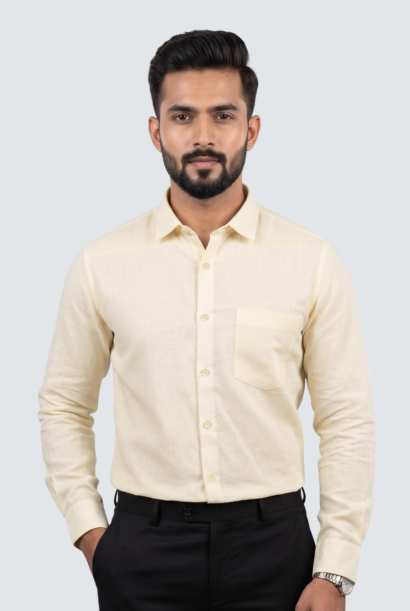 Lemon Yellow Linen Shirt-(1923)