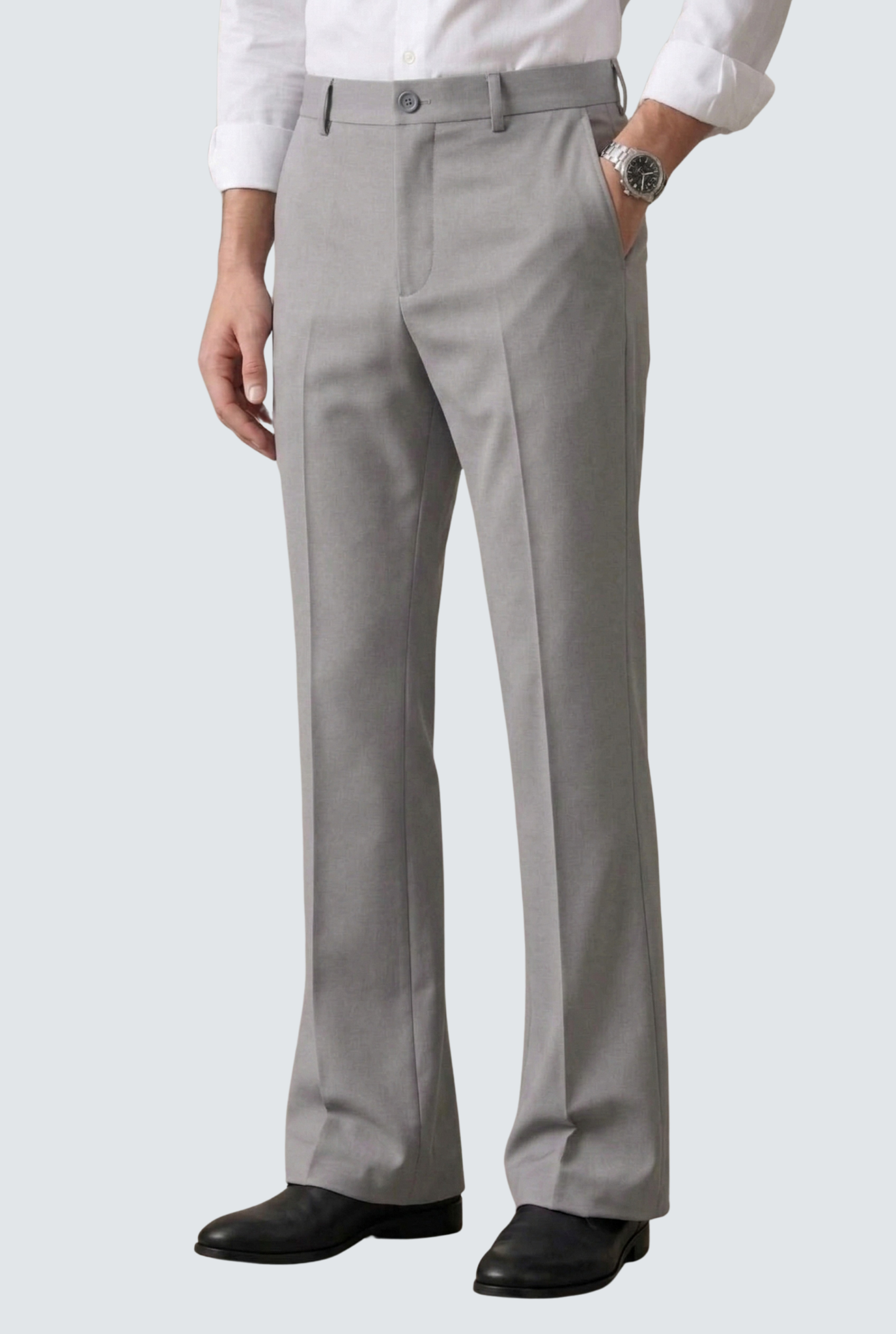 Men’s Trendy Light Grey Korean Bootcut Trouser-(0002)