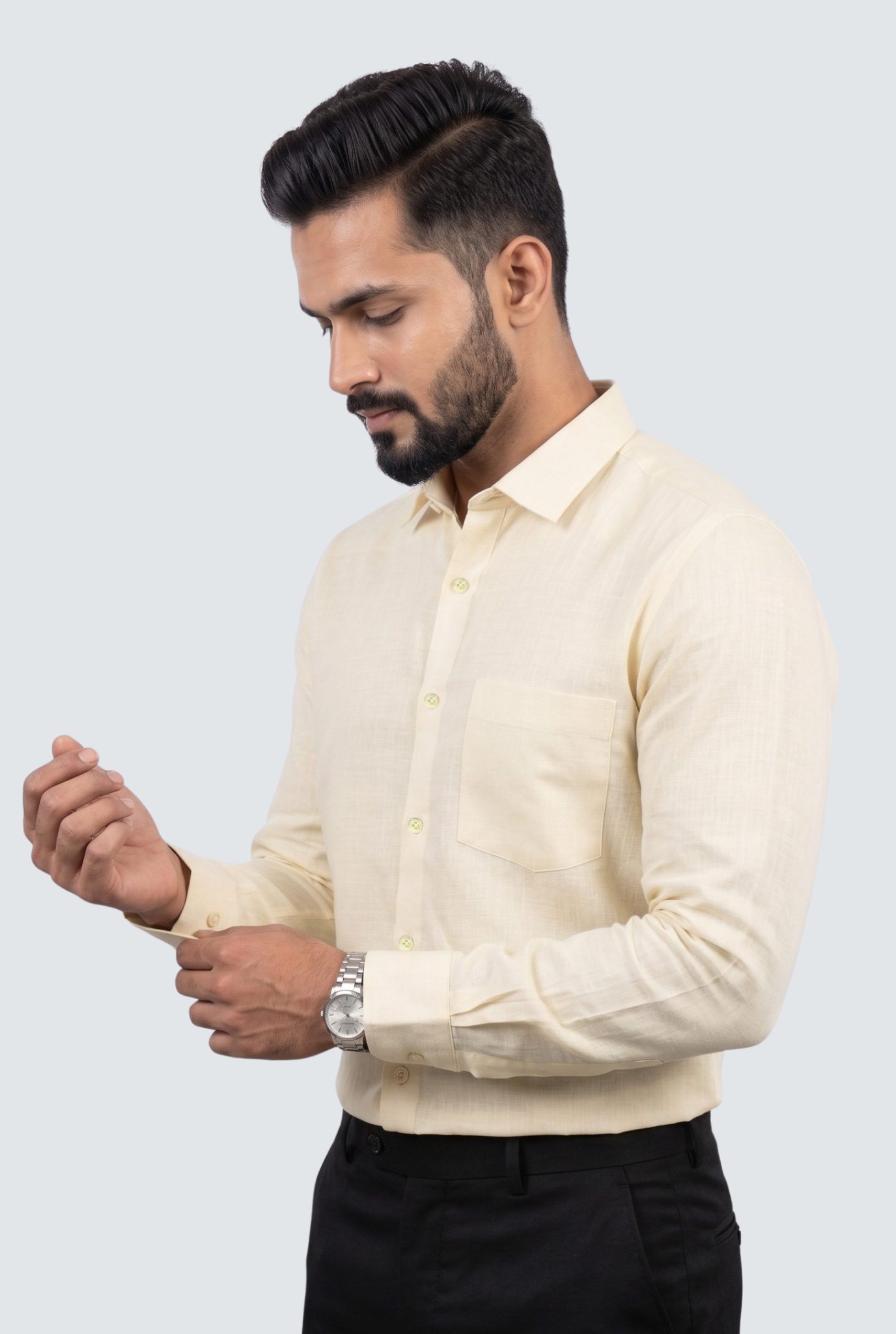 Lemon Yellow Linen Shirt-(1923)