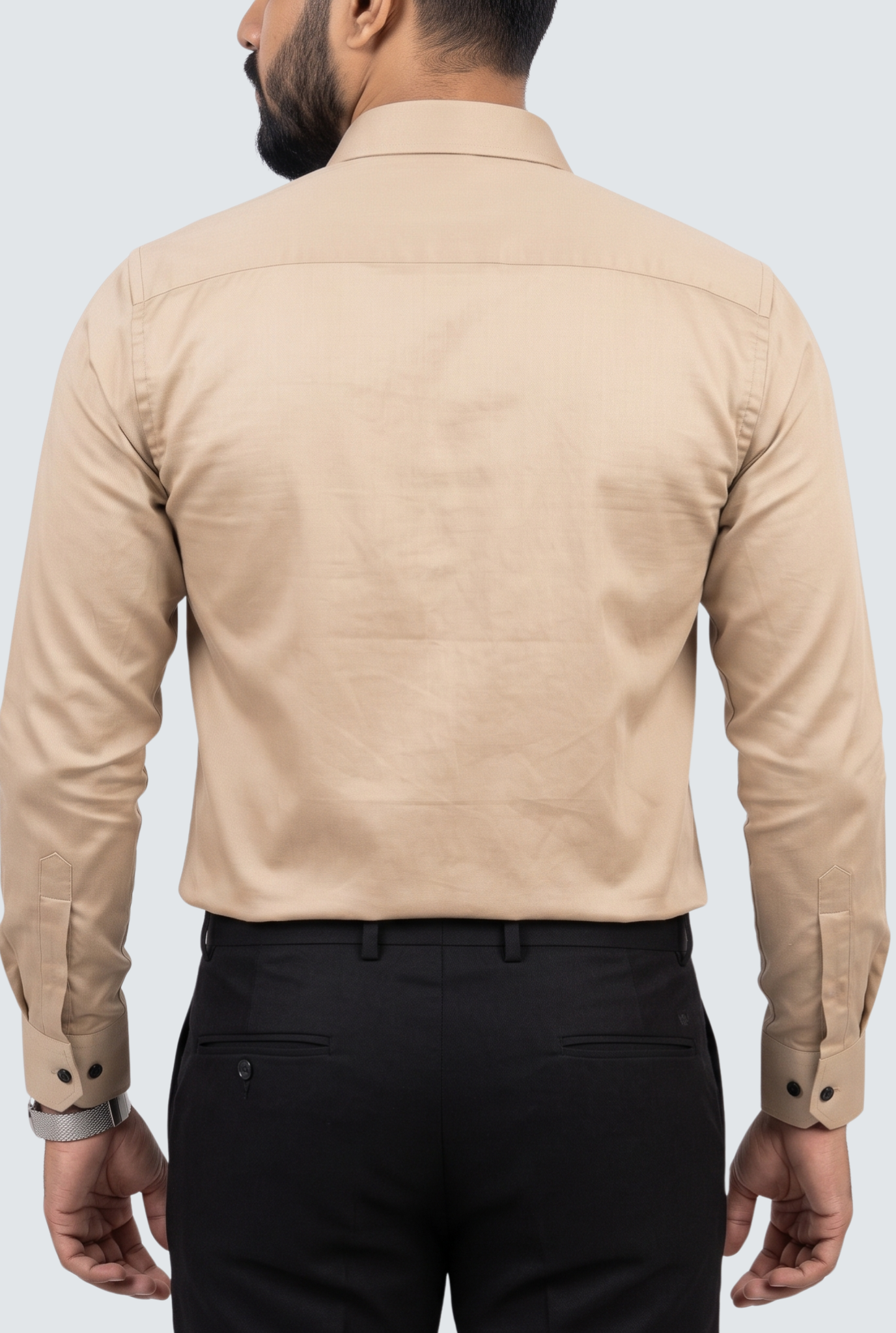 Men's Cream Premium Cotton Satin Lycra Shirt-(CR-1)