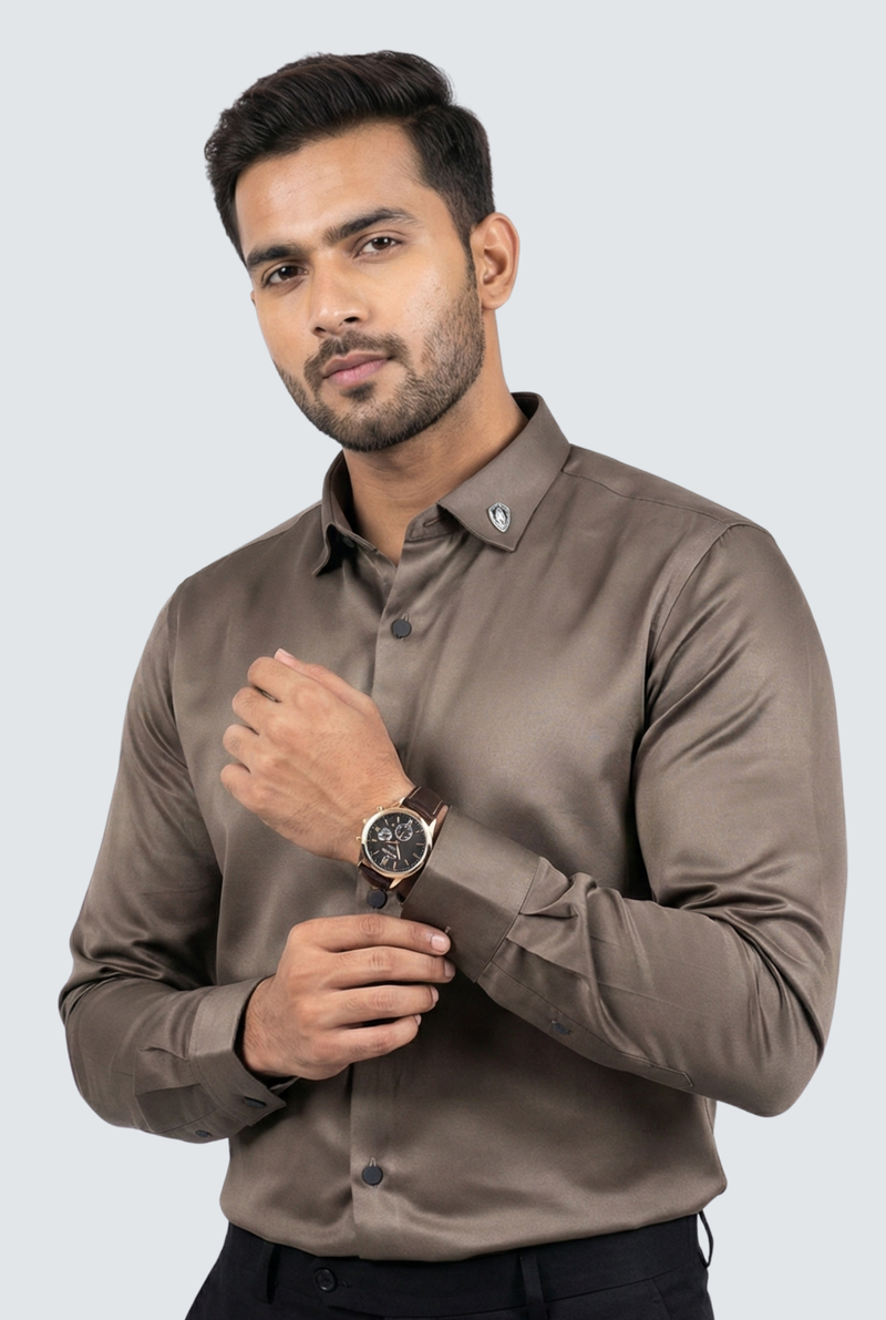 Brown Satin Shirt