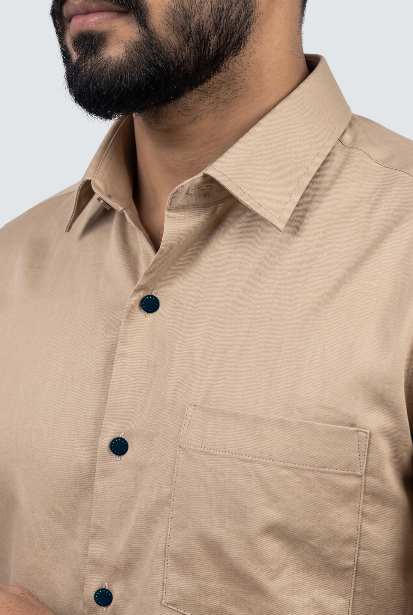 Men's Cream Premium Cotton Satin Lycra Shirt-(CR-1)