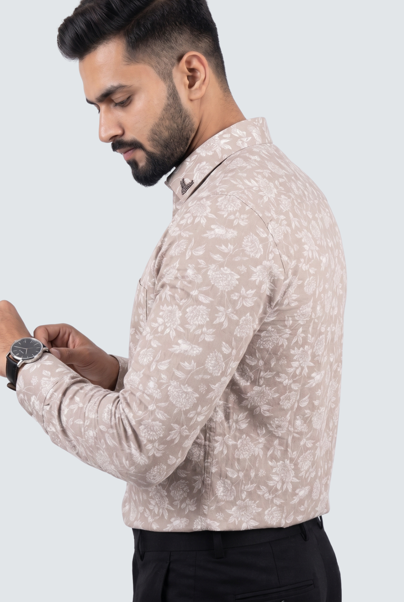 Men’s Modern Floral Casual Full Sleeve Shirt-Pitch(1874)