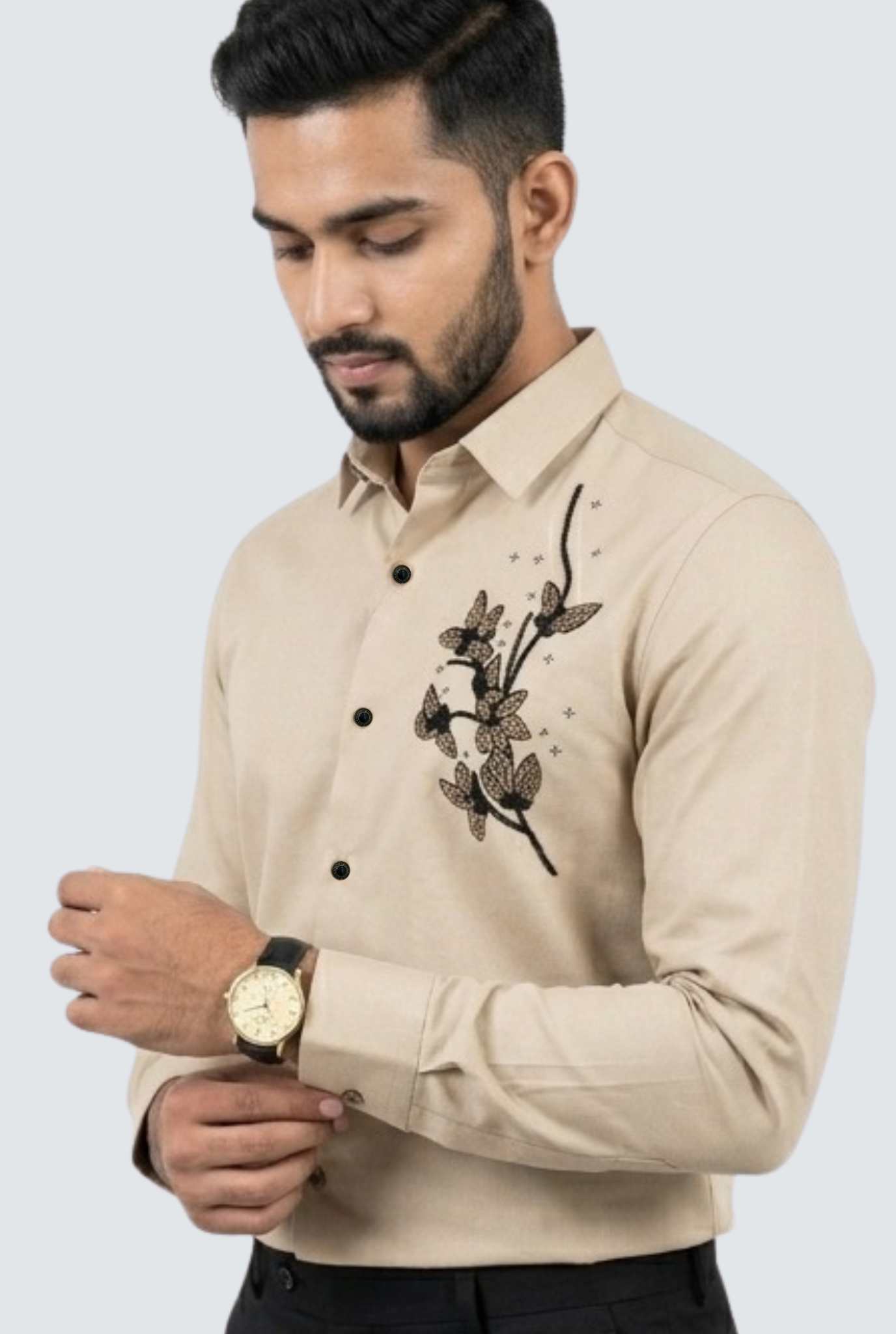 Elegant Designer Shirt for Men – Cream (1835)