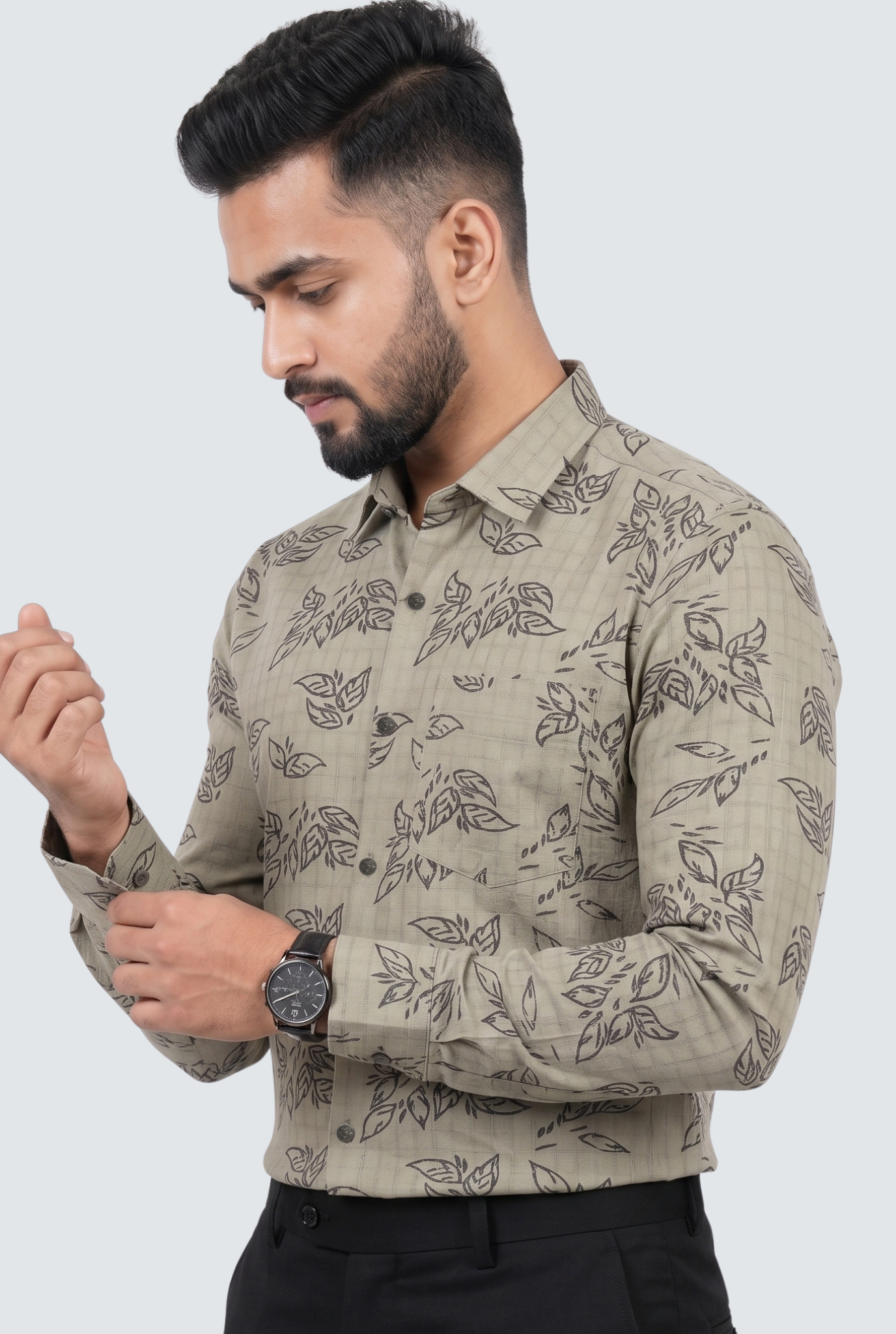 Men’s Fawn Printed Cotton Dobby Shirt-(1859)