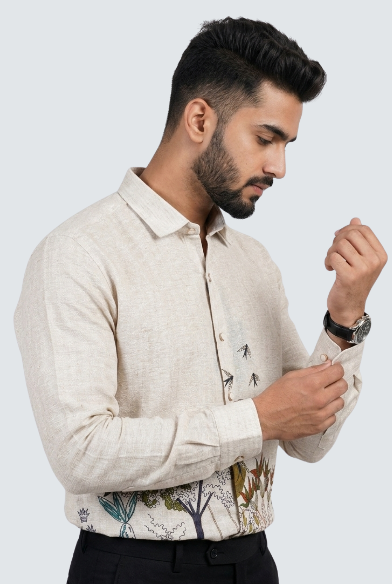 Trendy Nature Artwork Shirt for Men-Orange (1854)