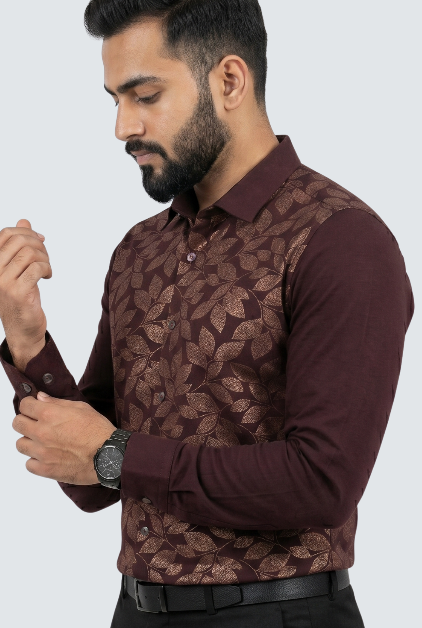 Smart Casual Designer Shirt for Men-Wine(1862)