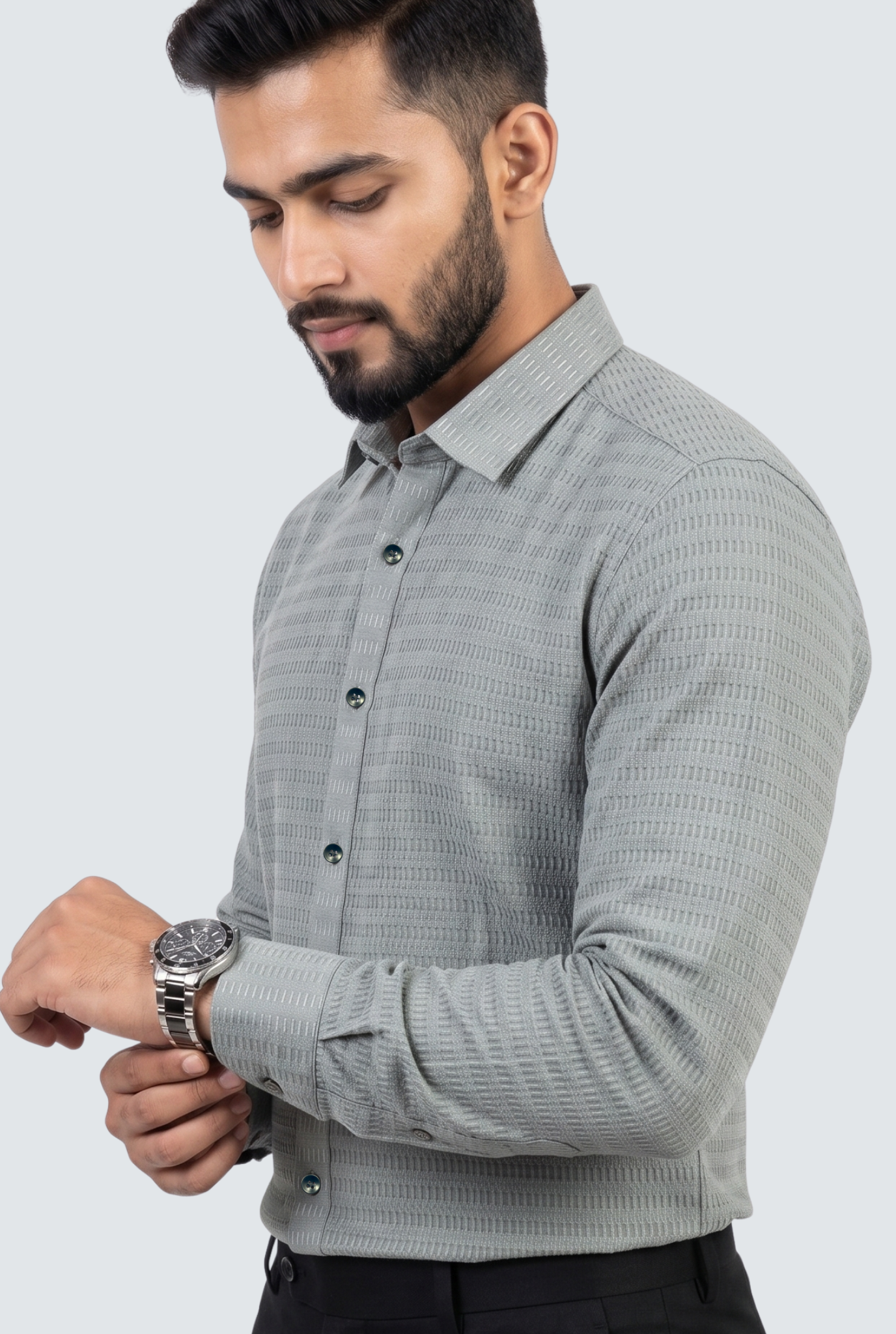 Men’s Trendy Grey Full Sleeve Shirt- (1868)