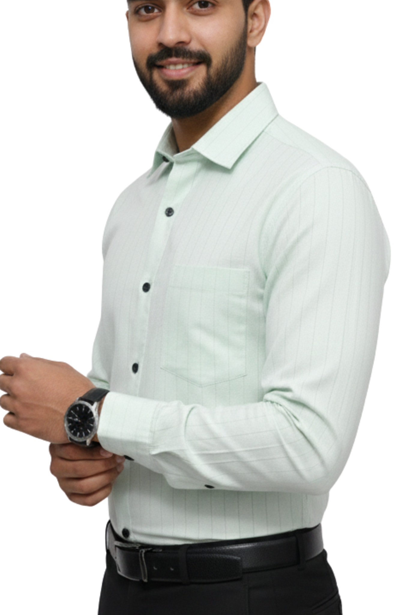 Men’s Mint Green Self Dobby Cotton Shirt (1736)