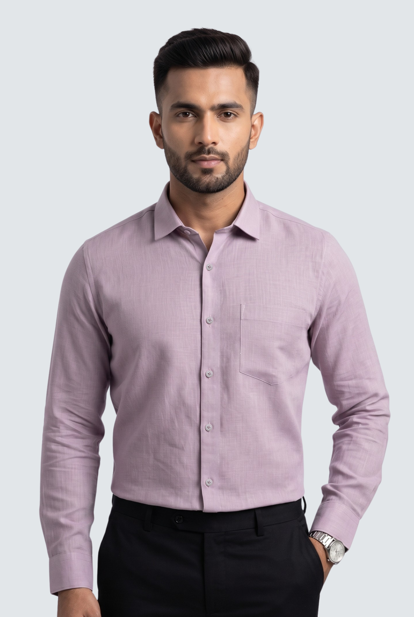 Light Purple Linen Shirt-(1923)