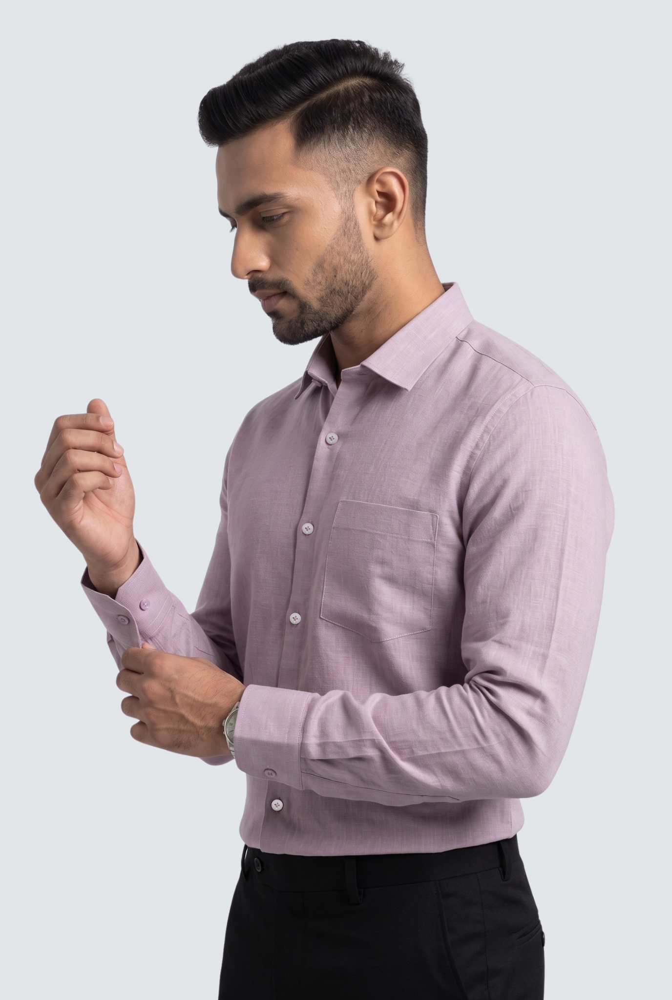 Light Purple Linen Shirt-(1923)