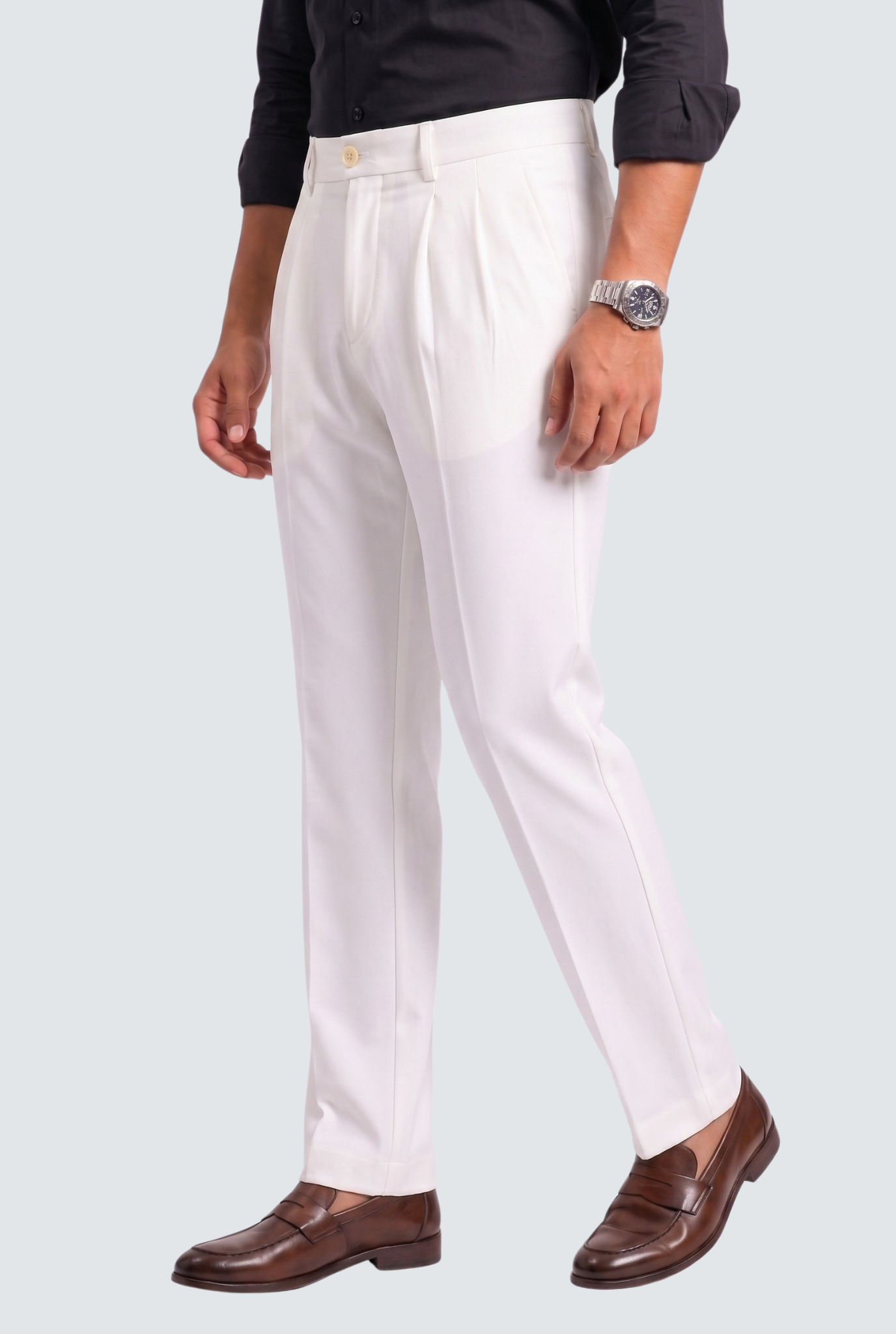 Men's White Straight Fit Gurkha Trouser –(0004)