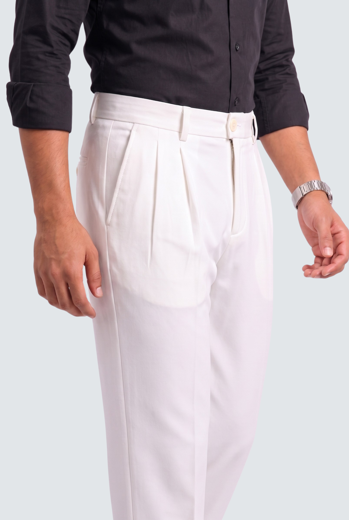 Men's White Straight Fit Gurkha Trouser –(0004)