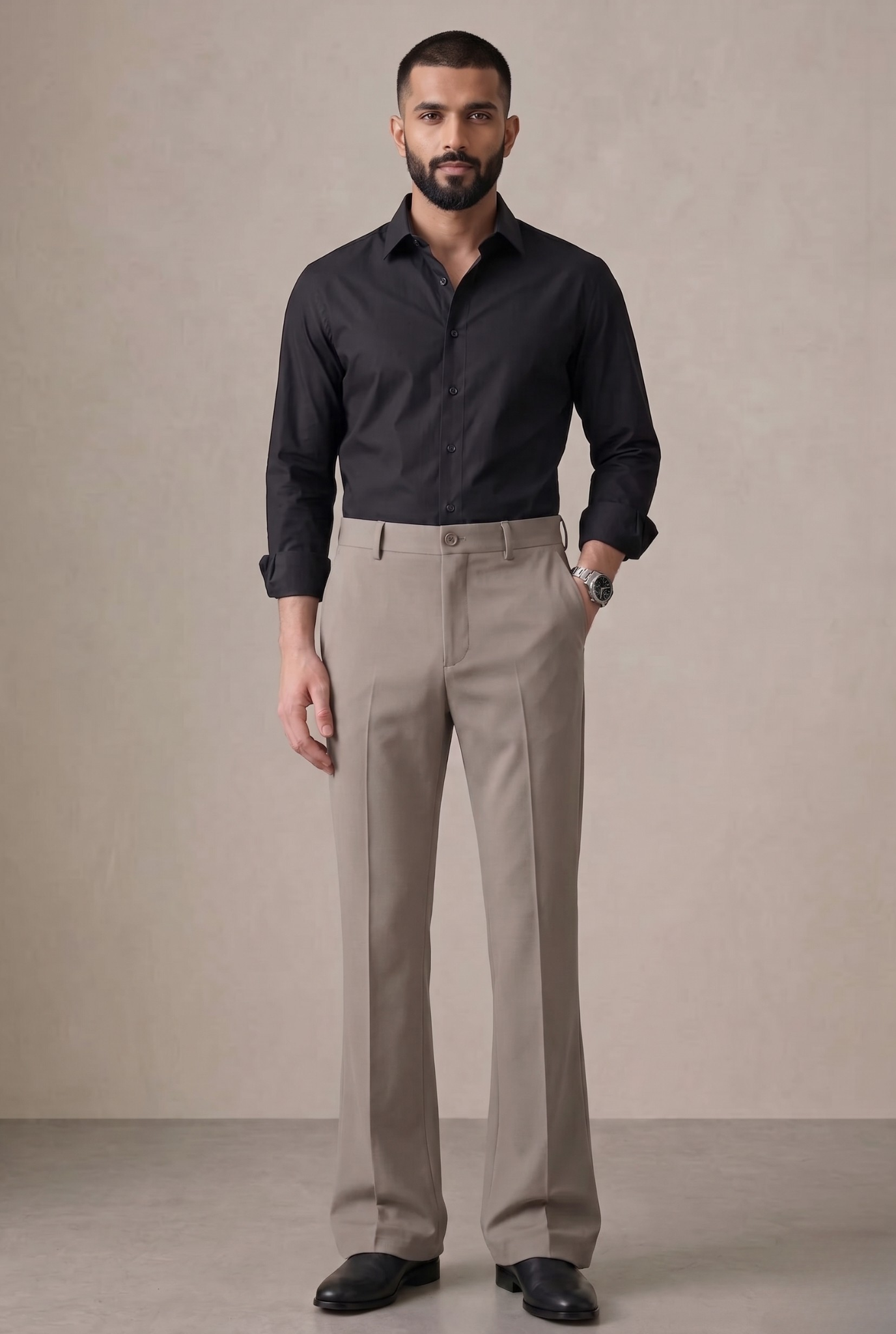 Men’s Trendy Light Grey Korean Bootcut Trouser-(0002)