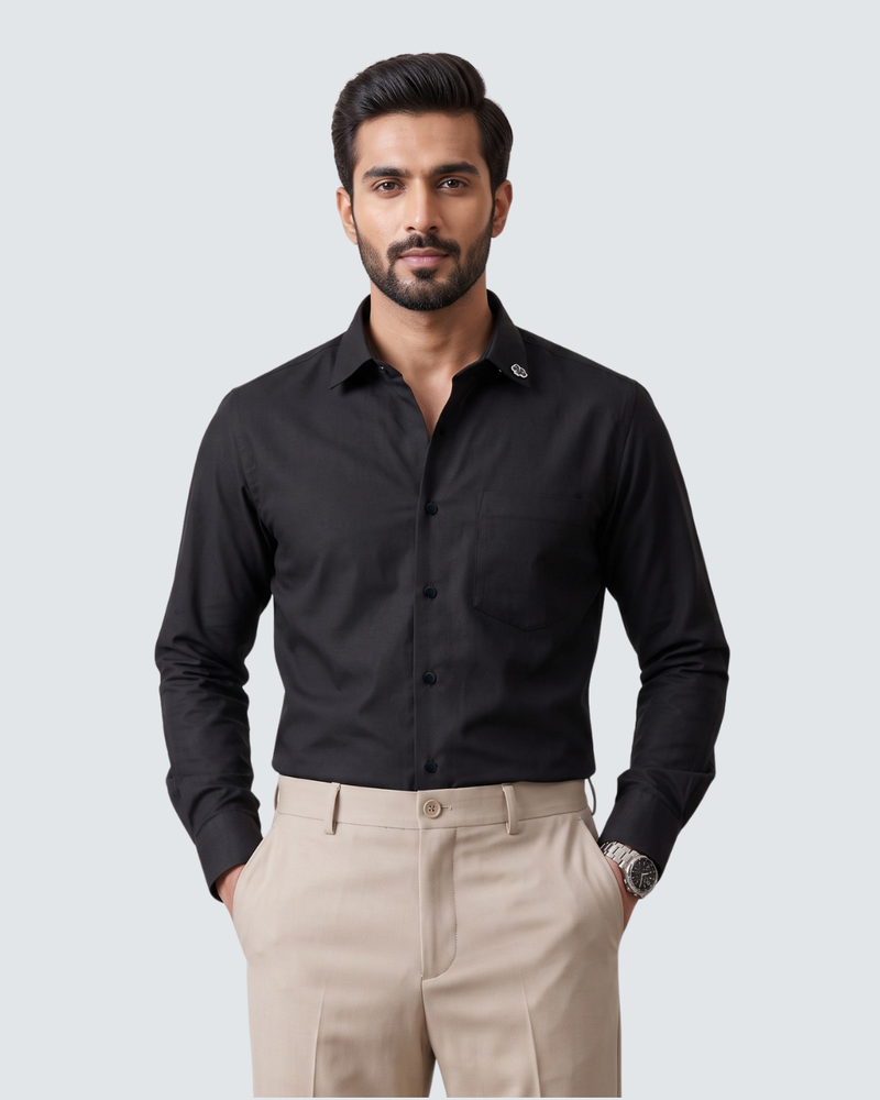 Black Cotton Shirt-(1262)