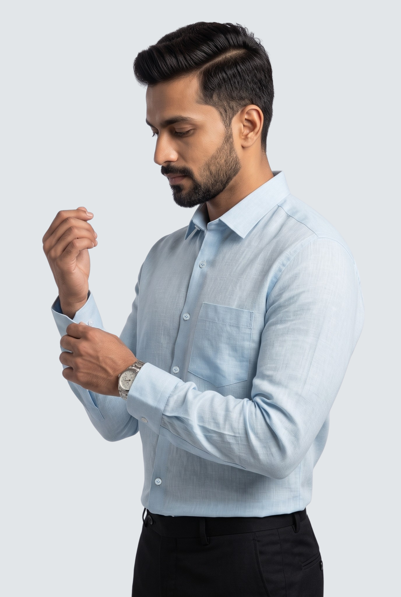 Sky Blue Linen Shirt-(1923)