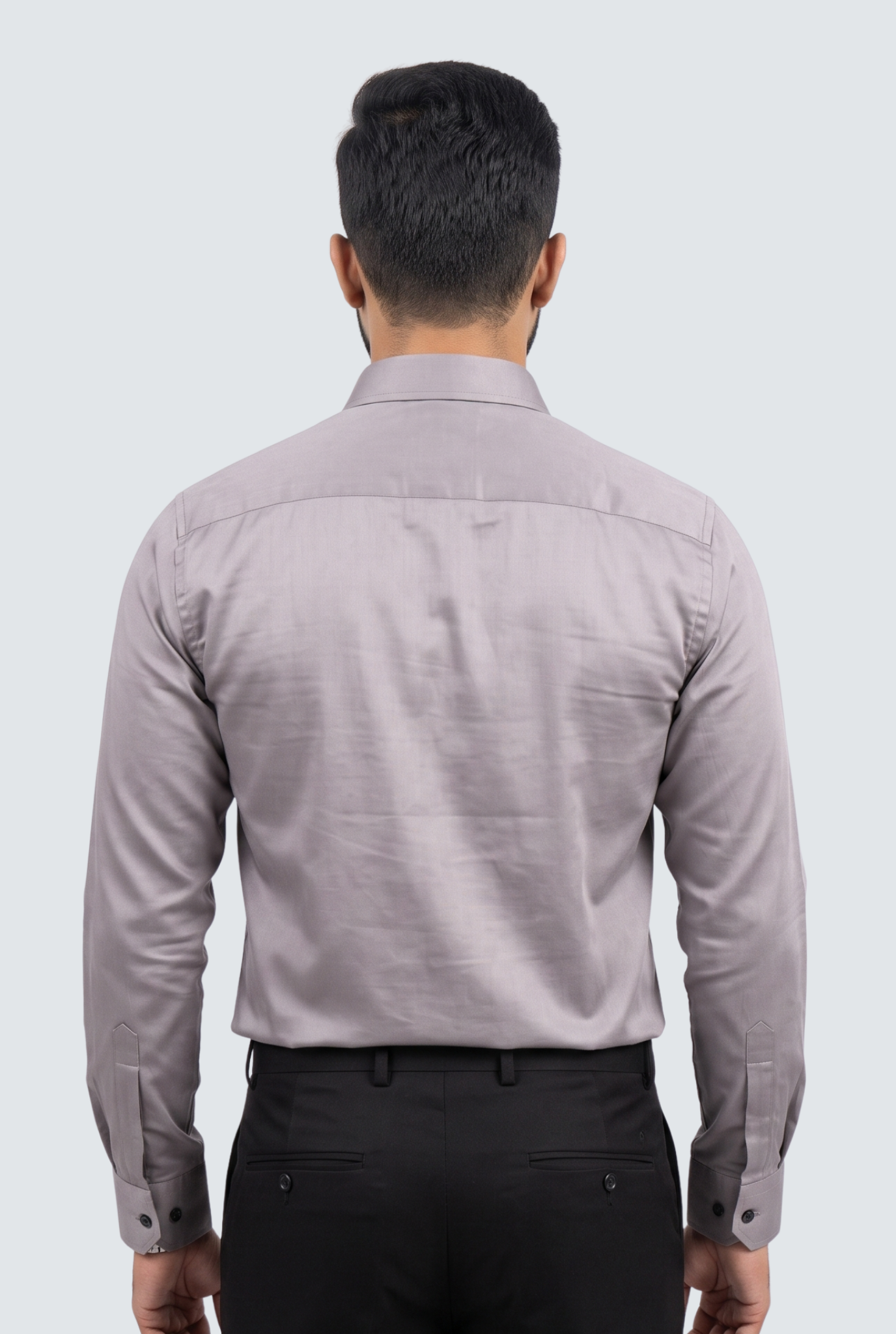 Men's Light Grey Premium Cotton Satin Lycra Shirt-(CR-1)
