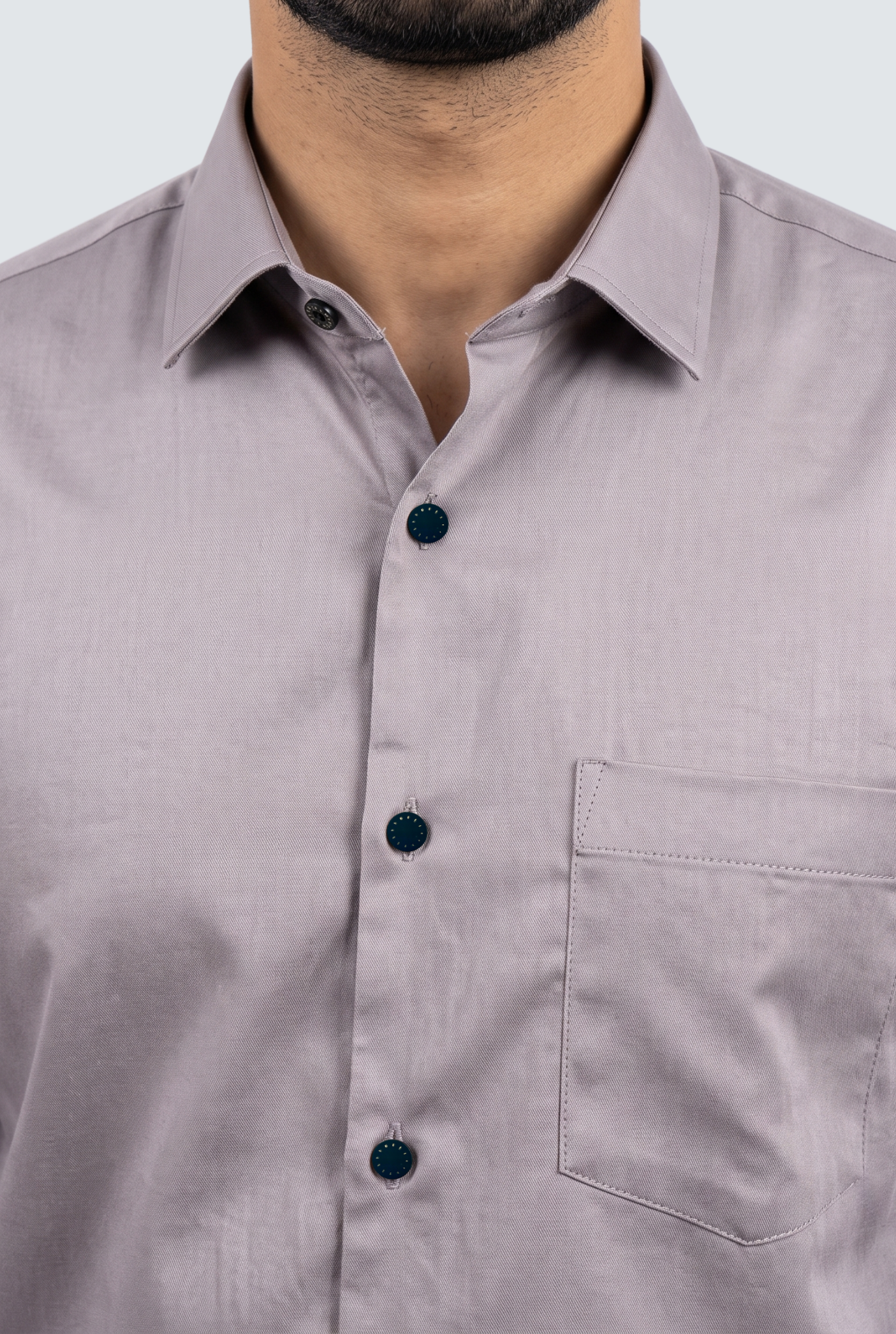 Men's Light Grey Premium Cotton Satin Lycra Shirt-(CR-1)