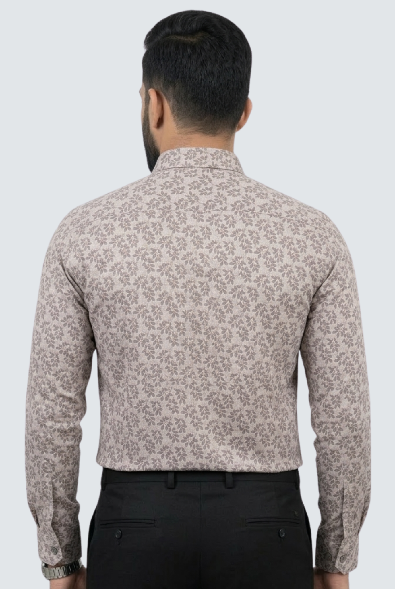 Men’s Pich Satin Fabric Leaf Print Shirt (1831)