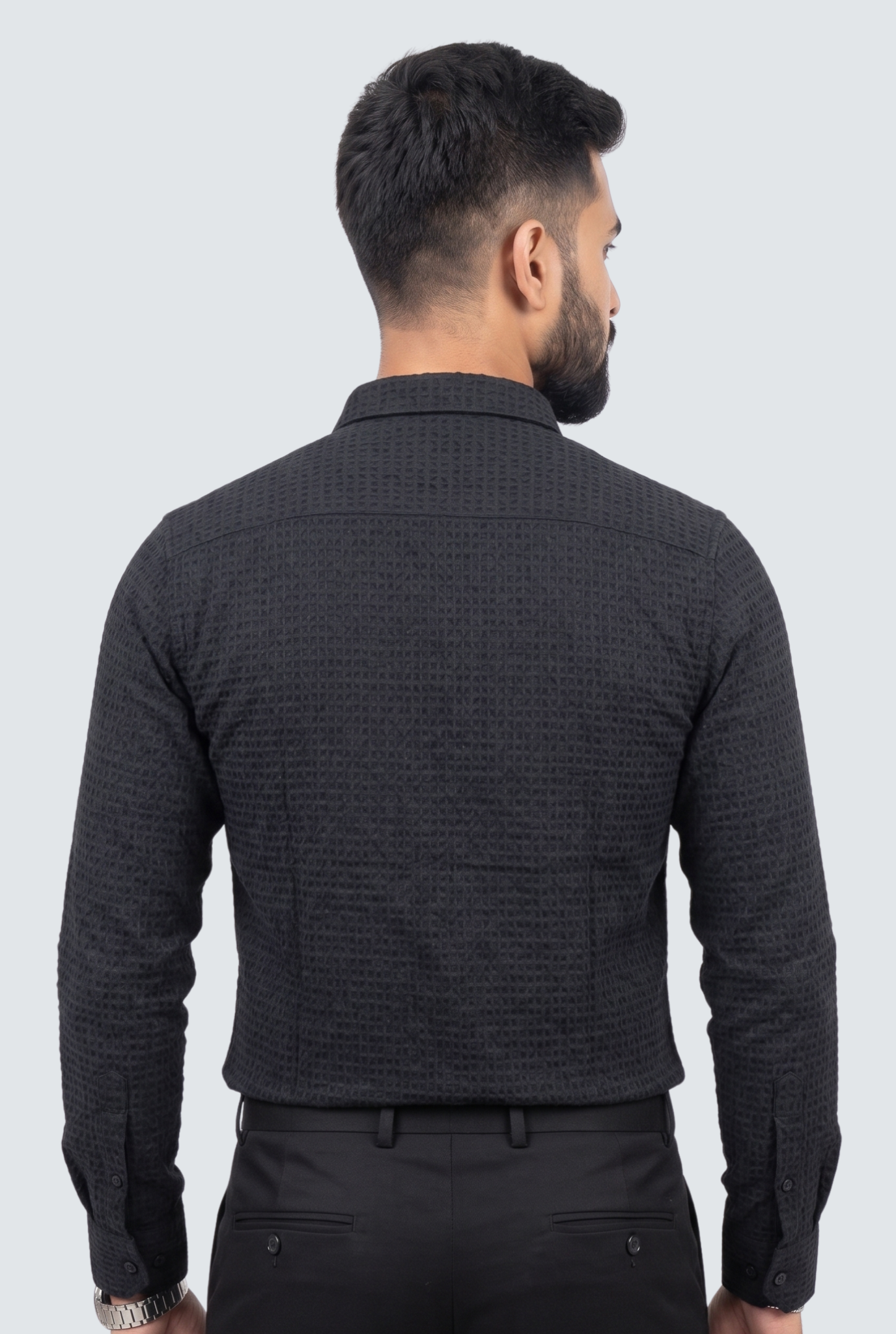 Men's Trendy Textured Shirt-Black(1724)