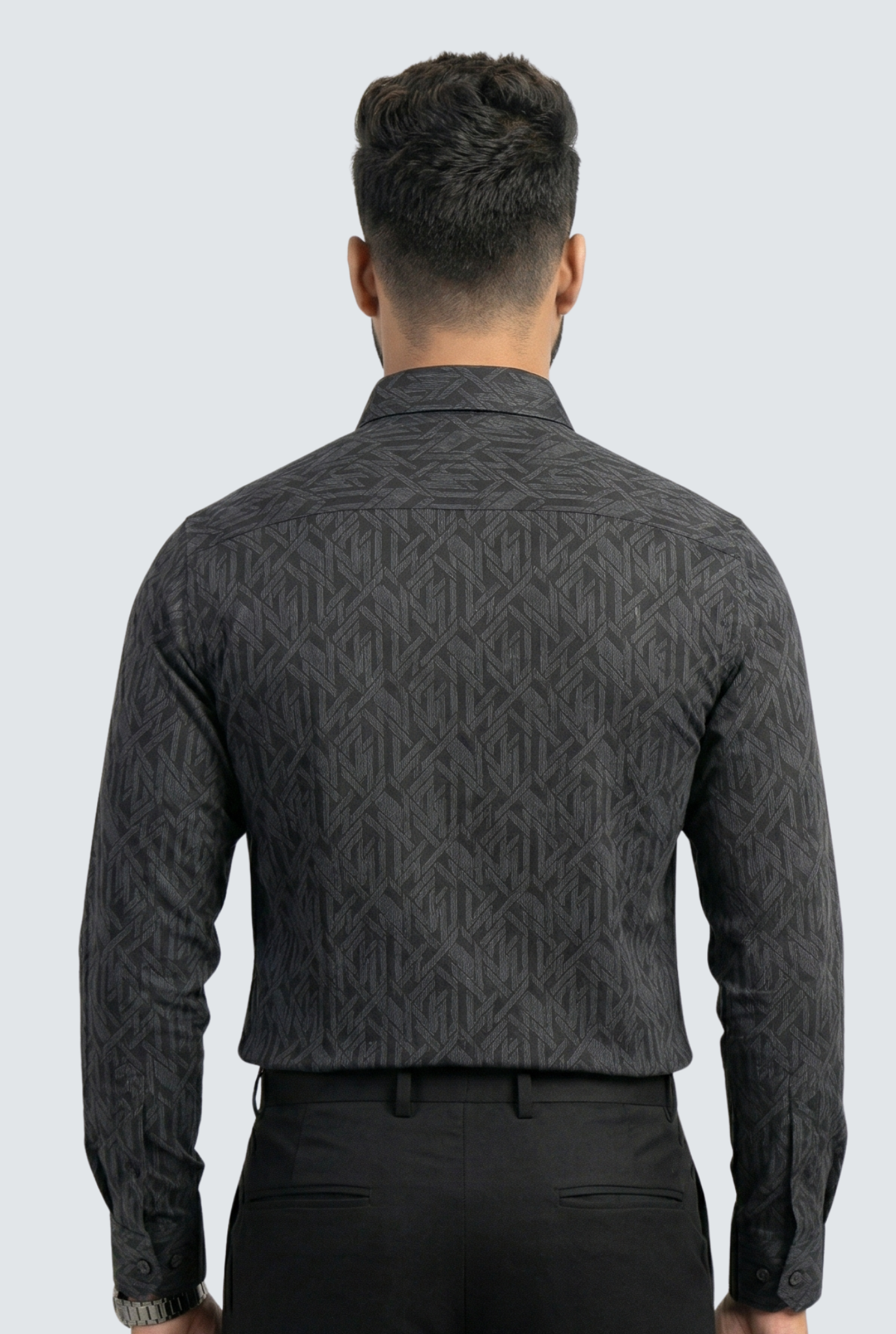 Men’s Stylish Dobby Cotton Shirt - Black (1827)