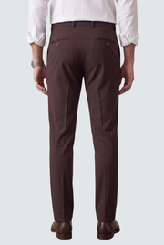 Men's dark purple slim-fit trousers with back pockets and straight leg