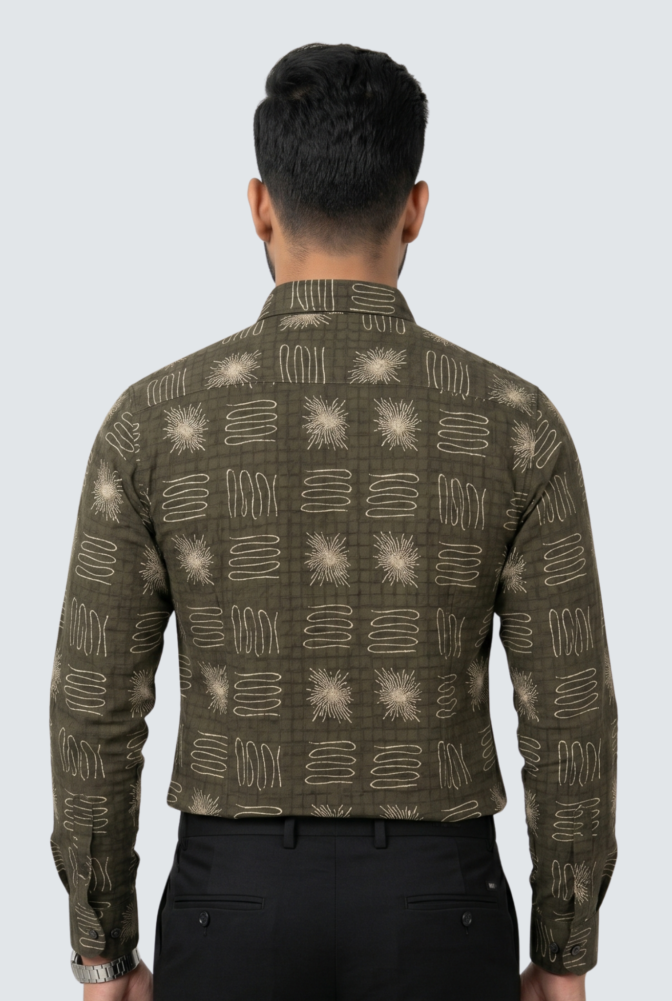 Men’s Mahendi Printed Cotton Dobby Shirt-(1858)