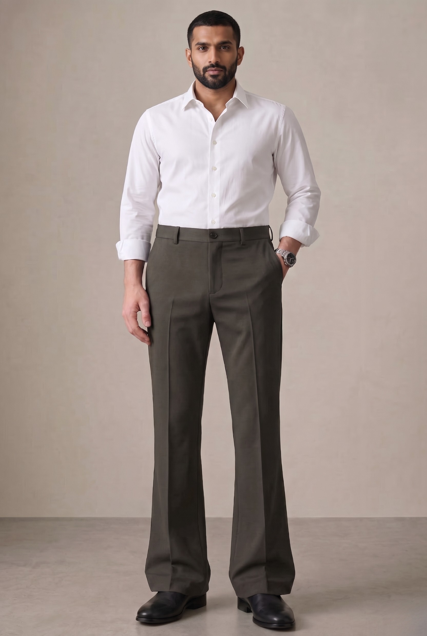 Men’s Trendy Dark Grey Korean Bootcut Trouser-(0002)