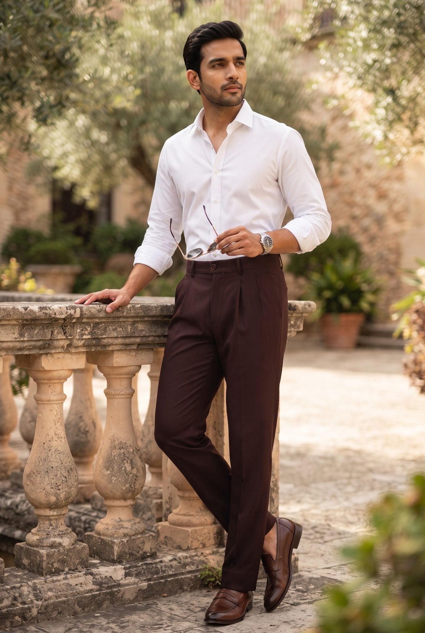 Men's Dark Purple Straight Fit Gurkha Trouser –(0004)
